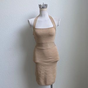 BEBE Glitter Knit Halter Body-con Dress